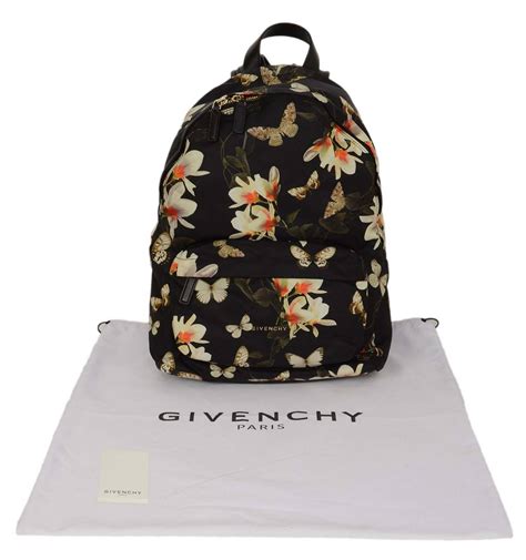 GIVENCHY Floral & Butterfly Print Black Nylon Backpack rt , 